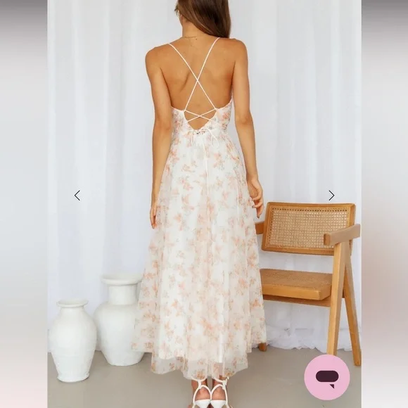 Elegant Floral V-Neck Maxi Dress - Backless - Picture 7 of 8